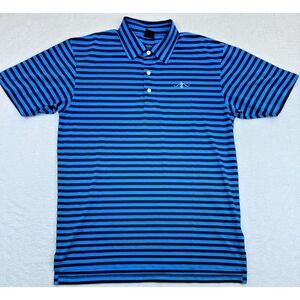 Dunning Golf‎ Performance Polo Shirt Black Striped Blue S/S L.